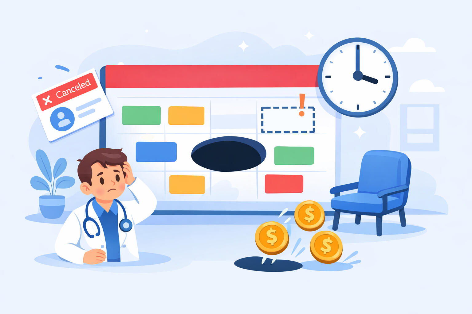 Cuando una cita se cae el mismo día o el paciente no llega, el consultorio pierde tiempo, ingreso y margen para reorganizarse.